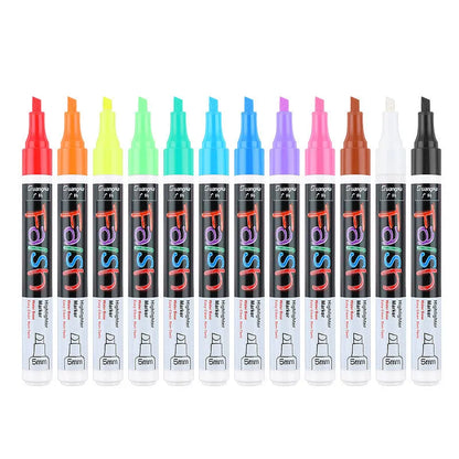 8-colour electronic fluorescent plate 6mm highlighter with oblique shape and pressure valve design for whiteboards