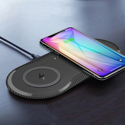 Dual wireless charger for mobile phones with intelligent temperature control