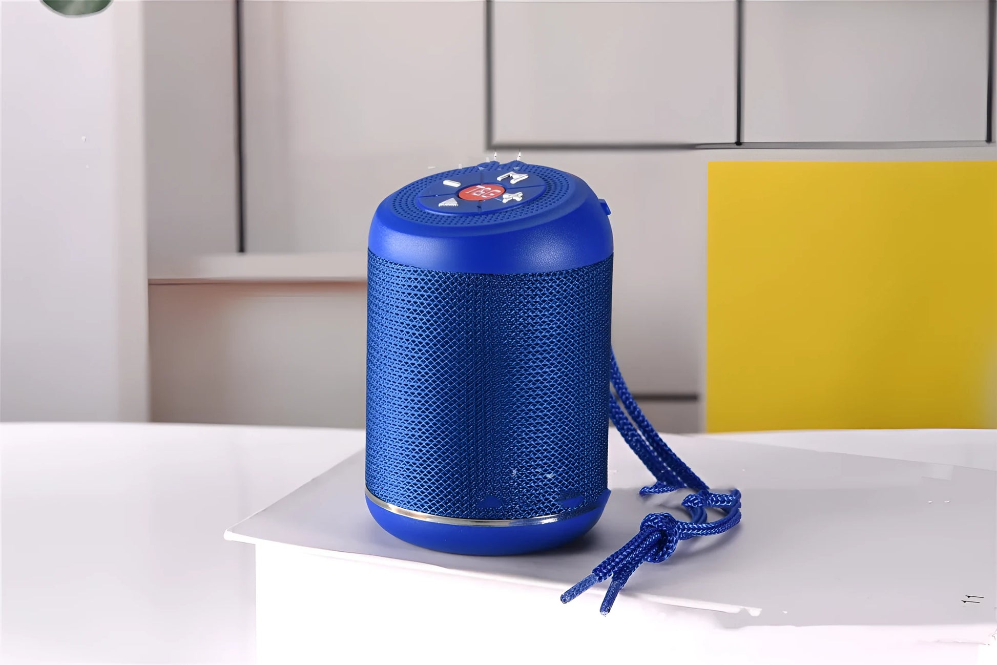Portable outdoor Bluetooth subwoofer in multiple colours with radio and call functions.