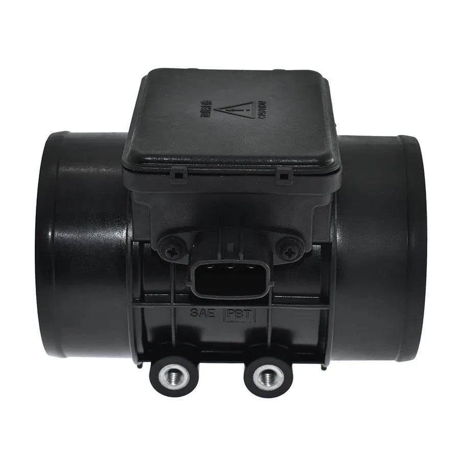 Black plastic automotive air flow meter with standard specifications for engine management