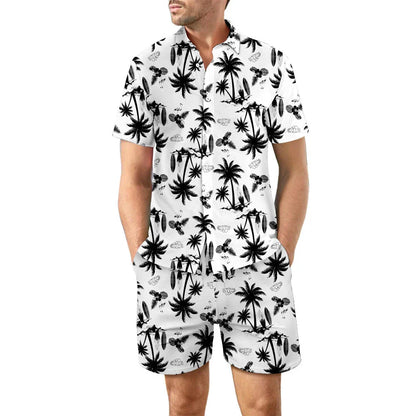 Stylish printed beach shirt and shorts set for men in various vibrant color designs