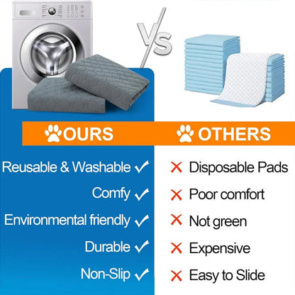 Pet Parents washable dog pee pads in grey and tan colours showing 18x24 inch size