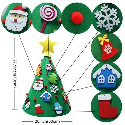 Felt Christmas tree DIY craft ornament measuring 50x60cm with three-dimensional cone design for child assembly