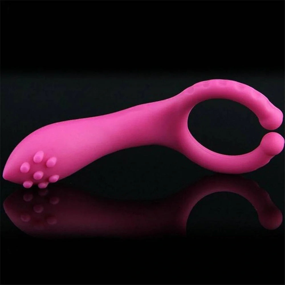 Electric G-point vibrator masturbation stick in rose red with silicone body