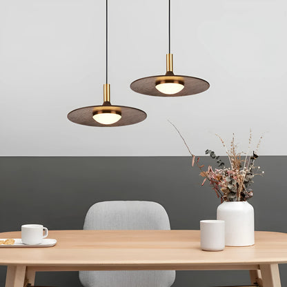 Personalised bar chandelier with walnut wood body and copper accents in modern Chinese style