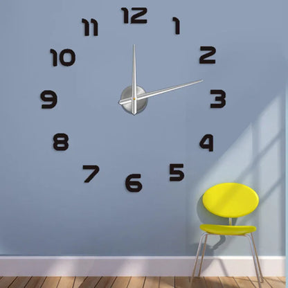 Silver-accented clear acrylic round wall clock 30cm diameter on white wall
