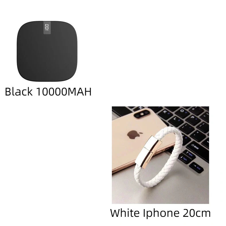 10000mAh mini power bank with digital display showing battery percentage