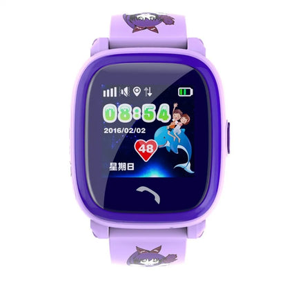 DF25 blue children's waterproof smart watch with touch screen display on silicone wristband