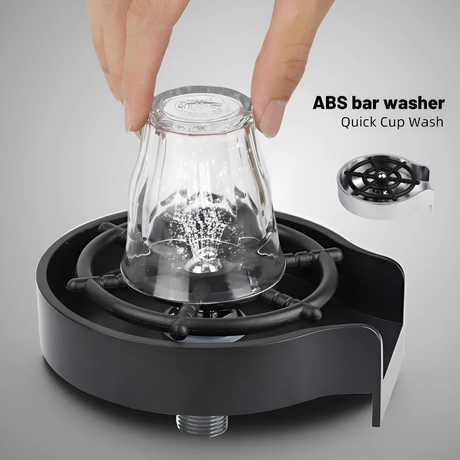 Automatic cup washer faucet with high-pressure spray nozzle for bar and kitchen counters.