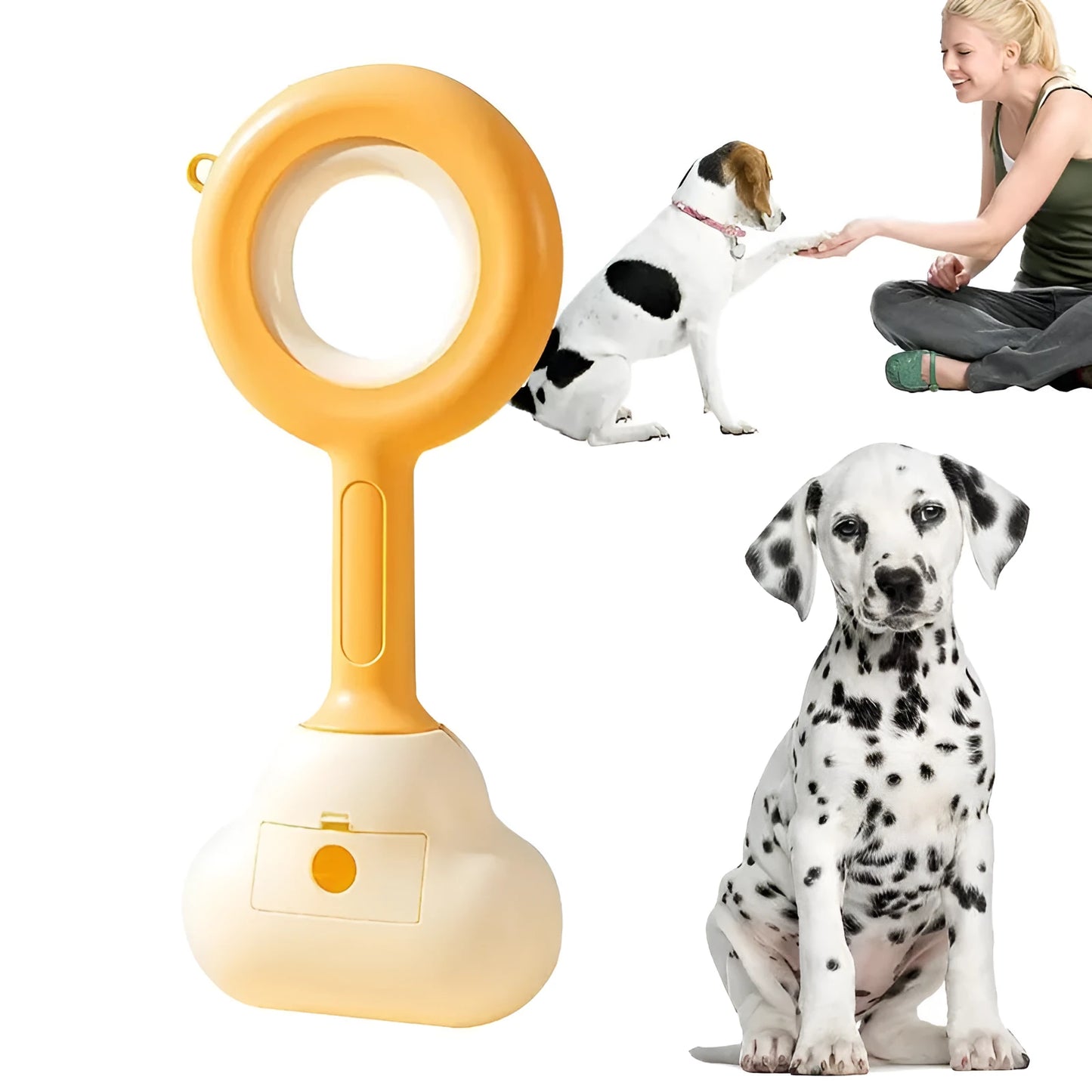 White blue dog pooper scooper with cloud-shaped jaw and ABS plastic construction