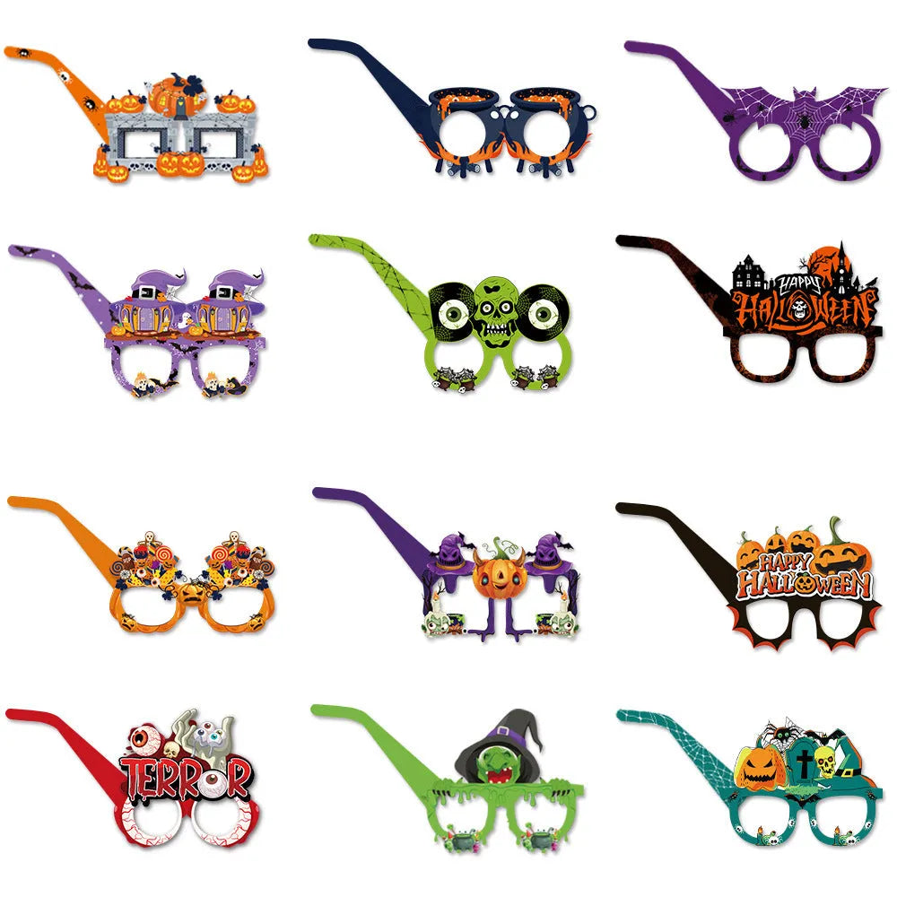 Halloween paper glasses decorations in multiple style options for photo props and party scene decoration