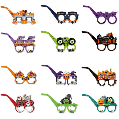 Halloween paper glasses decorations in multiple style options for photo props and party scene decoration