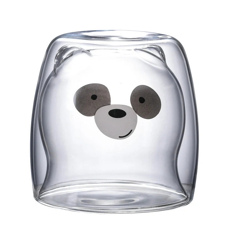3D double-layer panda cup with skull design for wine, featuring inner Christmas tree pattern