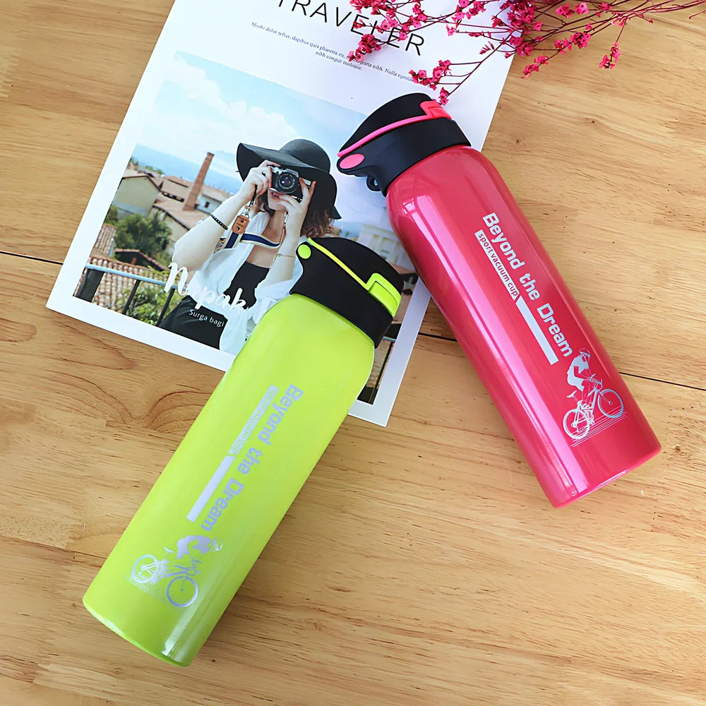 Stainless steel sport thermos water bottle with 500ml capacity and leakproof lid