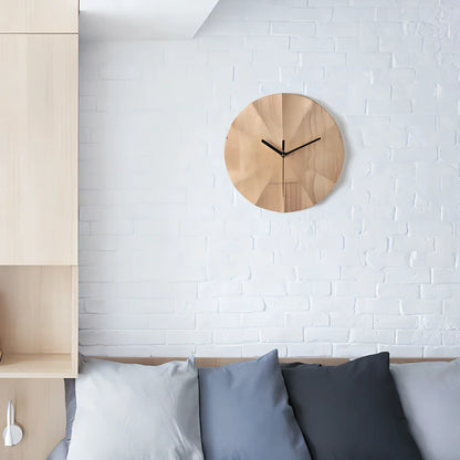 Wooden wall clock with 30cm dial and silent Taiwan sun movement mechanism