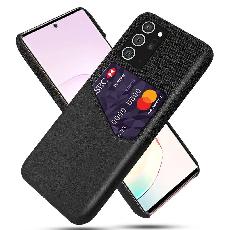 Samsung mobile phone leather case in PC and leather construction with calf pattern cloth texture, available in orange black red grey and blue colours for over 30 Samsung models including note20Ultra s20Ultra a71 and A51 smartphones.