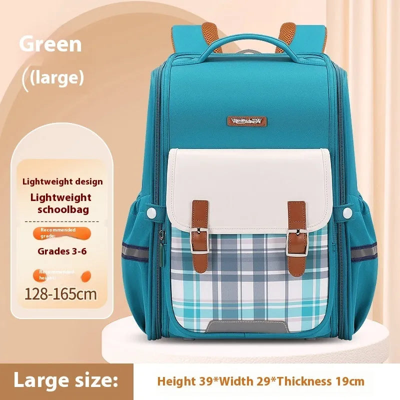 Navy blue Oxford cloth student backpack with large main compartment and adjustable straps.