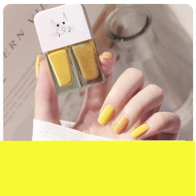 Dual-Tone Nail Polish Set with 10 vibrant shades, featuring long-lasting, quick-drying, and fade-resistant formula infused with nourishing calcium-based oil