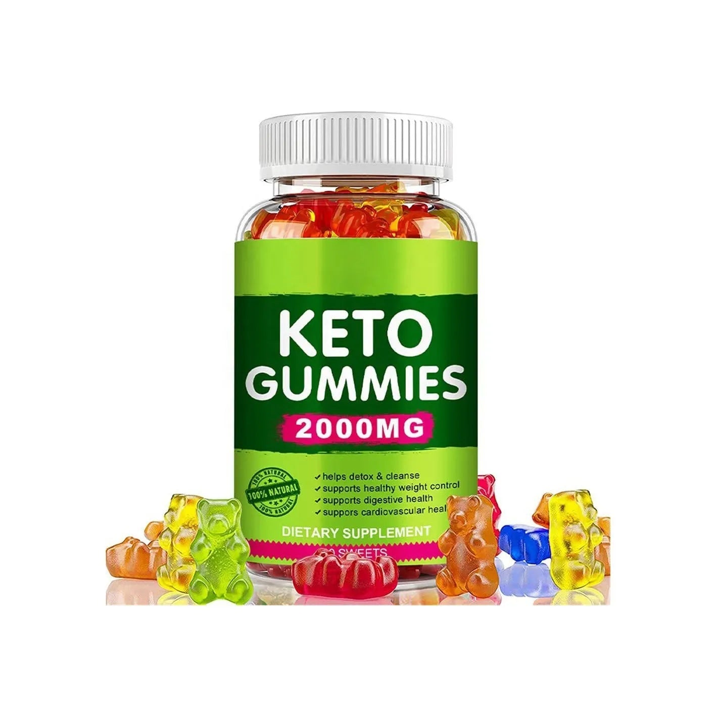 Pure organic keto BHB vinegar candy vitamin capsules in 60-count bottle with pectin soft candy format