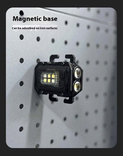 Portable USB-rechargeable tactical warning flashlight with backpack mount attachment