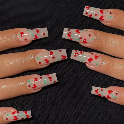 French Love Red Diamond Small Cherry Wear Armour kit with 24 sheets and glue for nail art