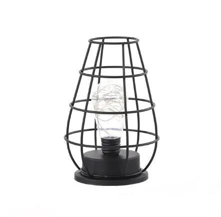 Minimalist wrought iron table lamp shaped like wine bottle with warm white LED light