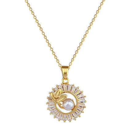 Women's geometric leaves design jewellery set with titanium steel necklace and gold plated stud earrings.