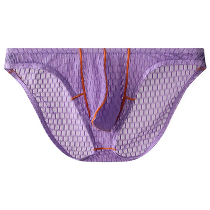 Men's low waist lace briefs in white, black, green, rose red, and light purple colours on size chart