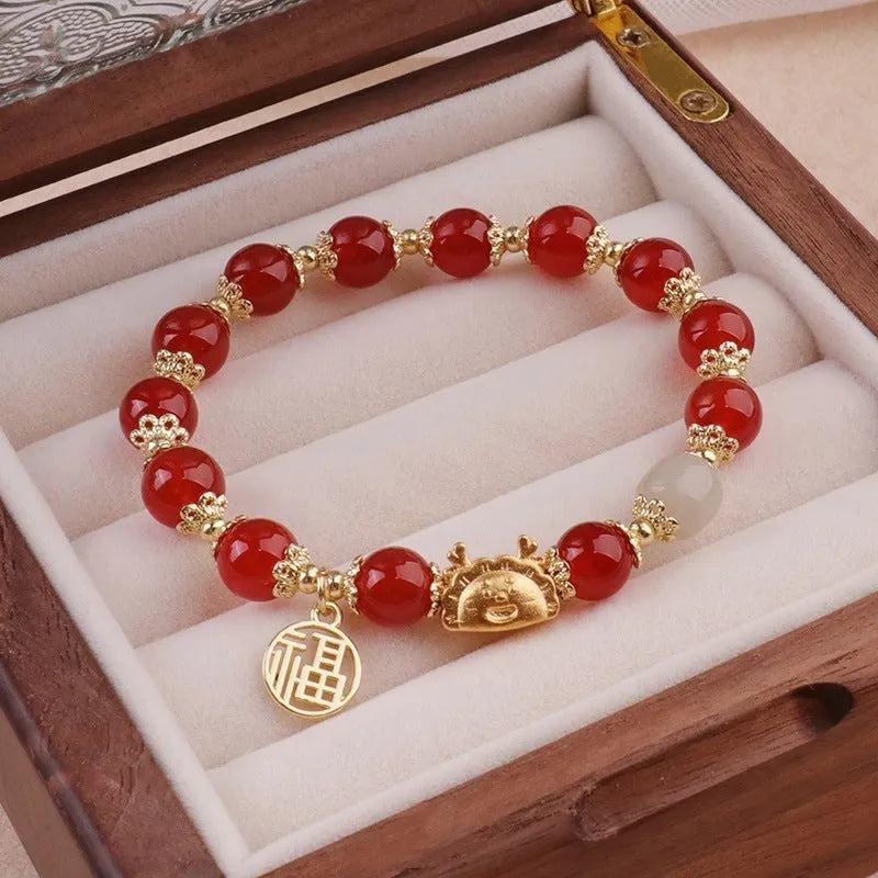 Electroplated glass coloured glaze zodiac bracelet for women showing zodiac animal modelling details