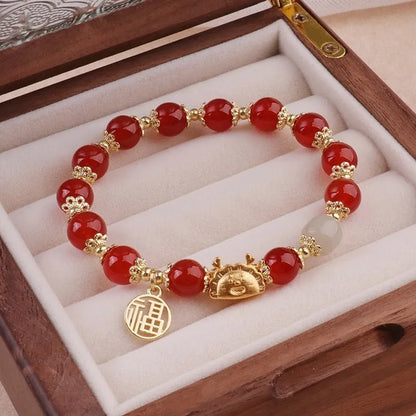 Electroplated glass coloured glaze zodiac bracelet for women showing zodiac animal modelling details