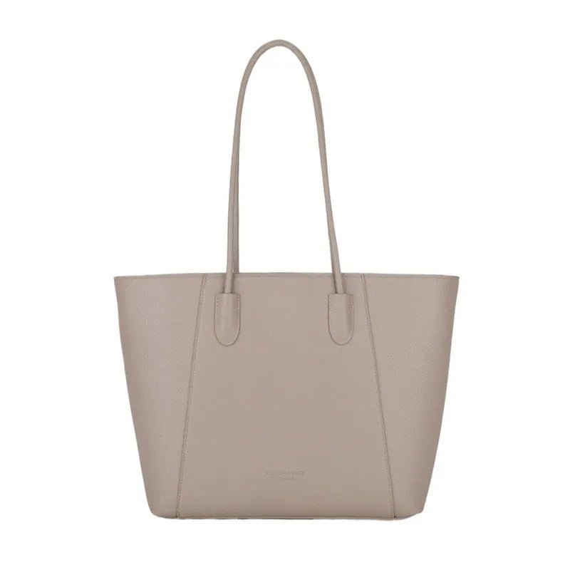 PU leather soft bucket shoulder tote bag with synthetic leather lining, outer sandwich pocket and zipper change bag
