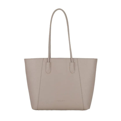 PU leather soft bucket shoulder tote bag with synthetic leather lining, outer sandwich pocket and zipper change bag