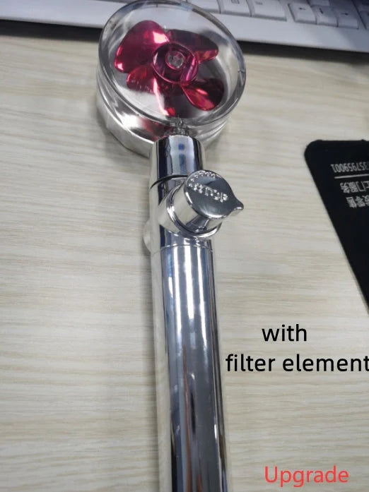 Turbo Propeller Shower Head with 360° fan extension and holder for a luxurious shower experience