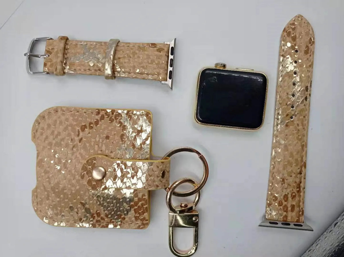 Leopard print PU watch strap compatible with Apple Watch iWatch 3-6 SE in 38mm and 42mm