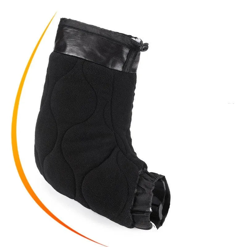 Black one-size winter cycling gloves with waterproof PU outer, fleece lining, and reflective safety details