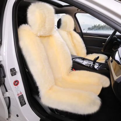 Purple plush fleece car seat cushion set for driver and passenger winter warmth