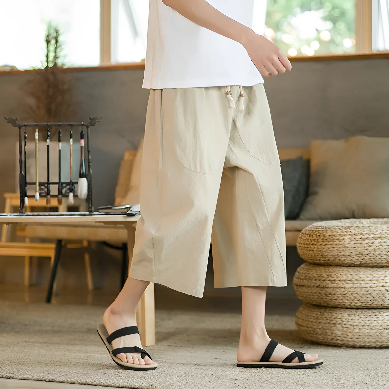 Plus size linen summer shorts in straight leg cut available in five colours