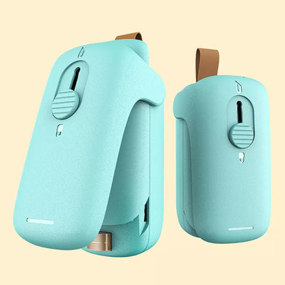 Mini sealing machine in blue with double electric heating wire for secure plastic bag seals