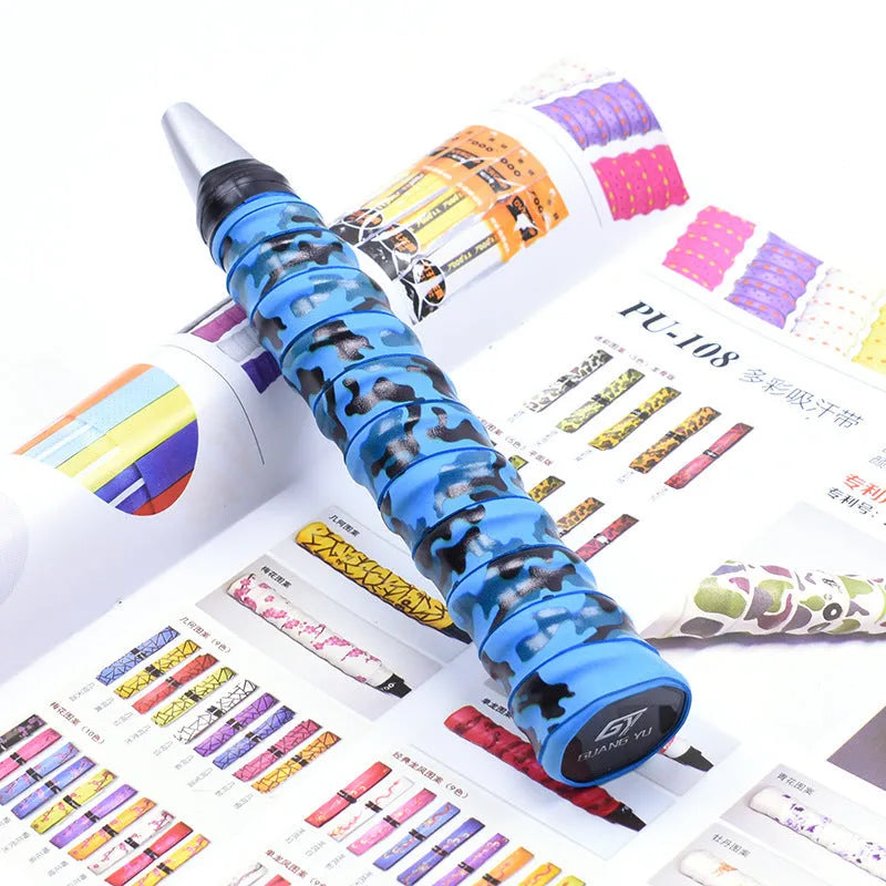 Roll of PU camouflage print grip tape for badminton rackets and fishing rods in multiple colour options.