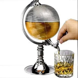 Transparent globe drink dispenser on silver stand with 1L capacity for beverages