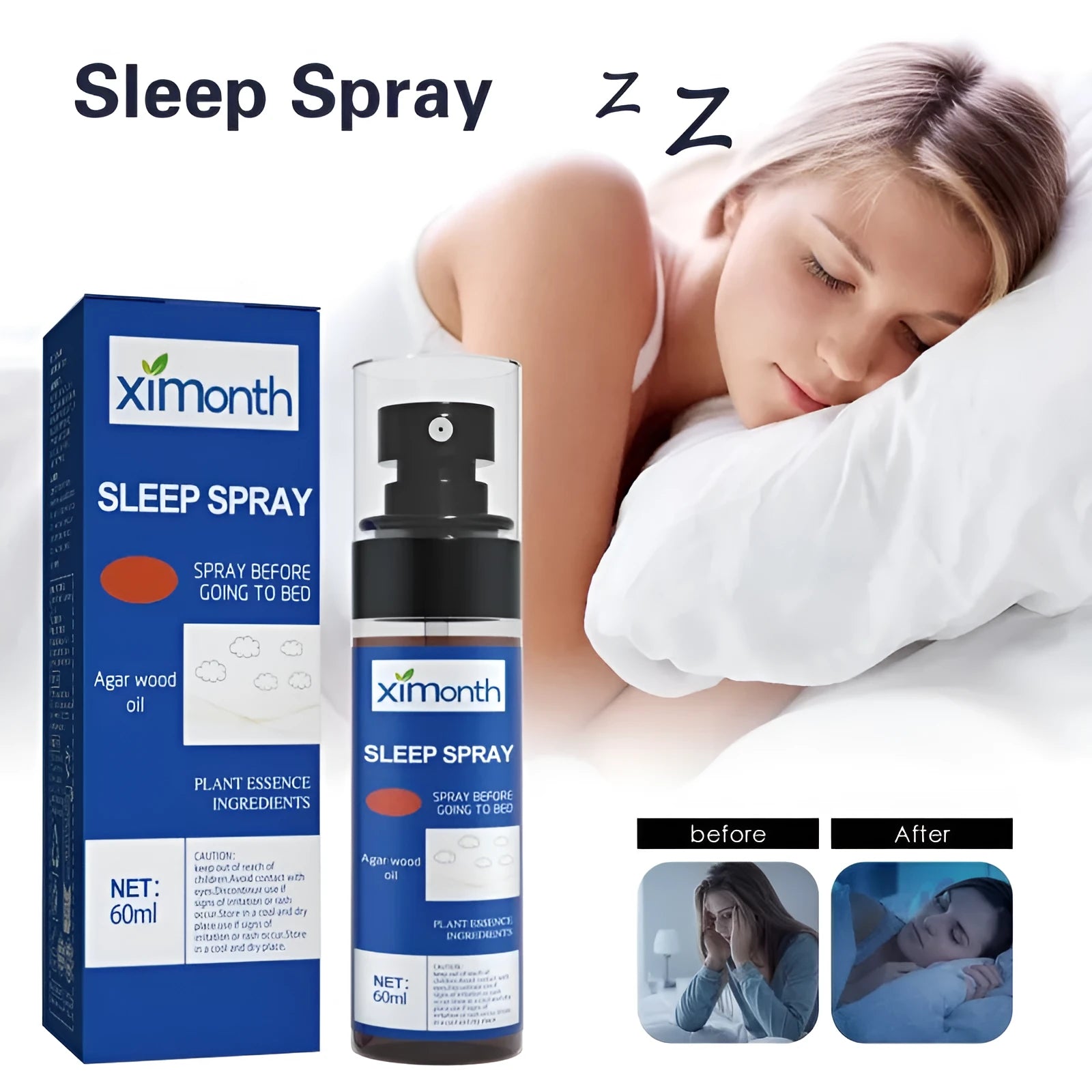 60ml lavender aromatherapy sleep spray bottle for relaxation and better sleep