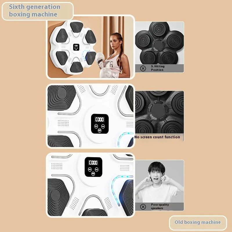 Smart music boxing machine wall target with 6-digit electronic display and hanging design for household training