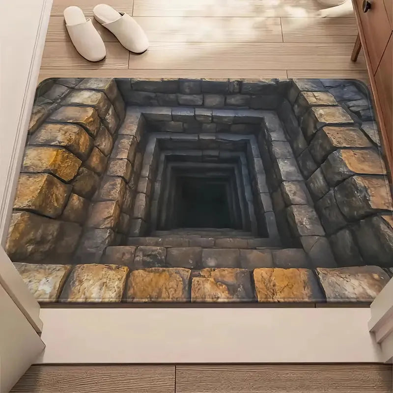 3D effect crystal velvet bathroom mat, non-slip absorbent square floor rug in geometric abstract print, 40x60cm to 80x120cm