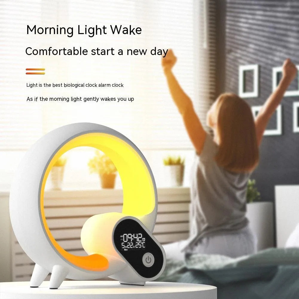 Q Light digital alarm clock with colourful atmospheric lighting and Bluetooth connectivity