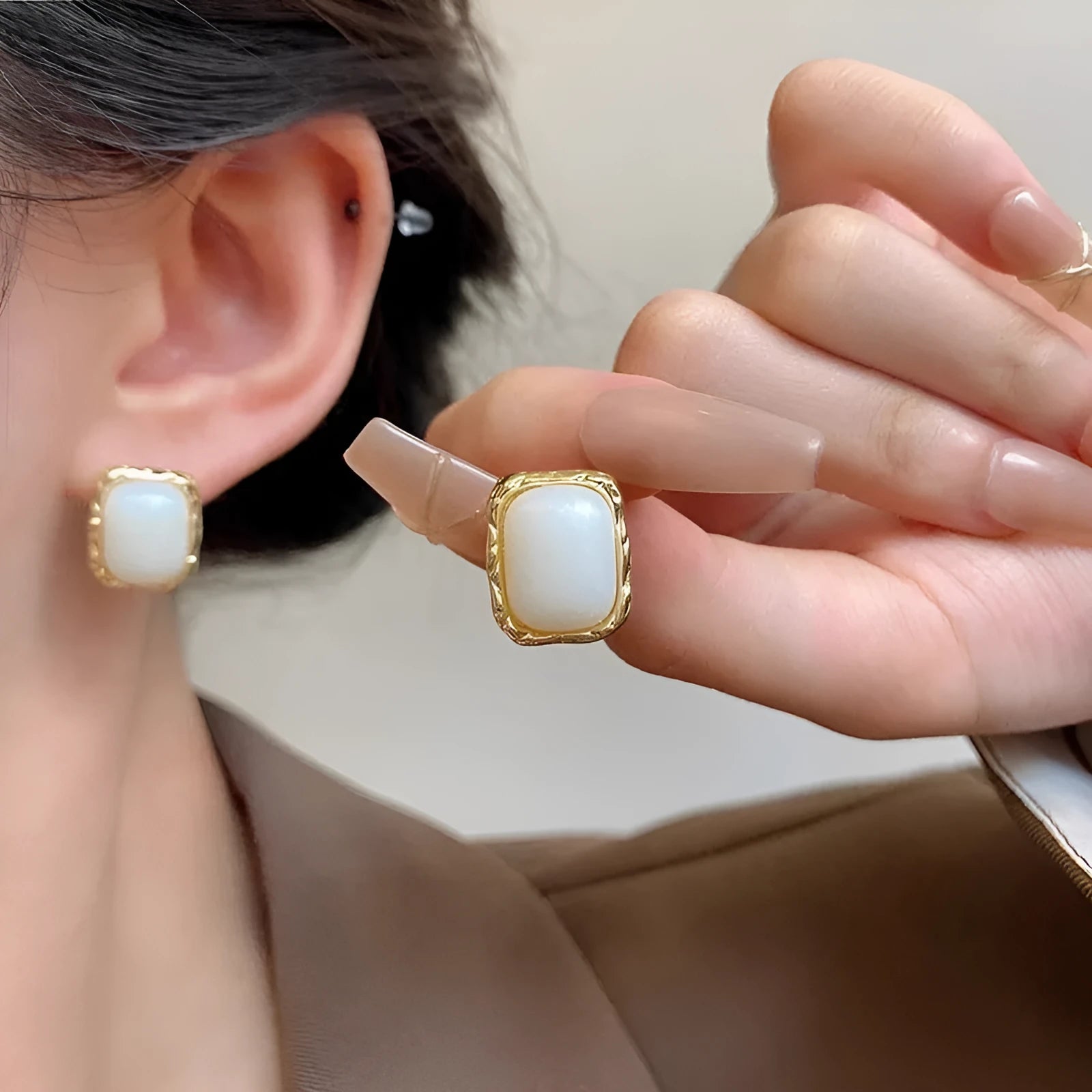 Geometric circular hoop earrings with hand-woven texture in colour X0439, vintage Korean style mixed material women's jewellery