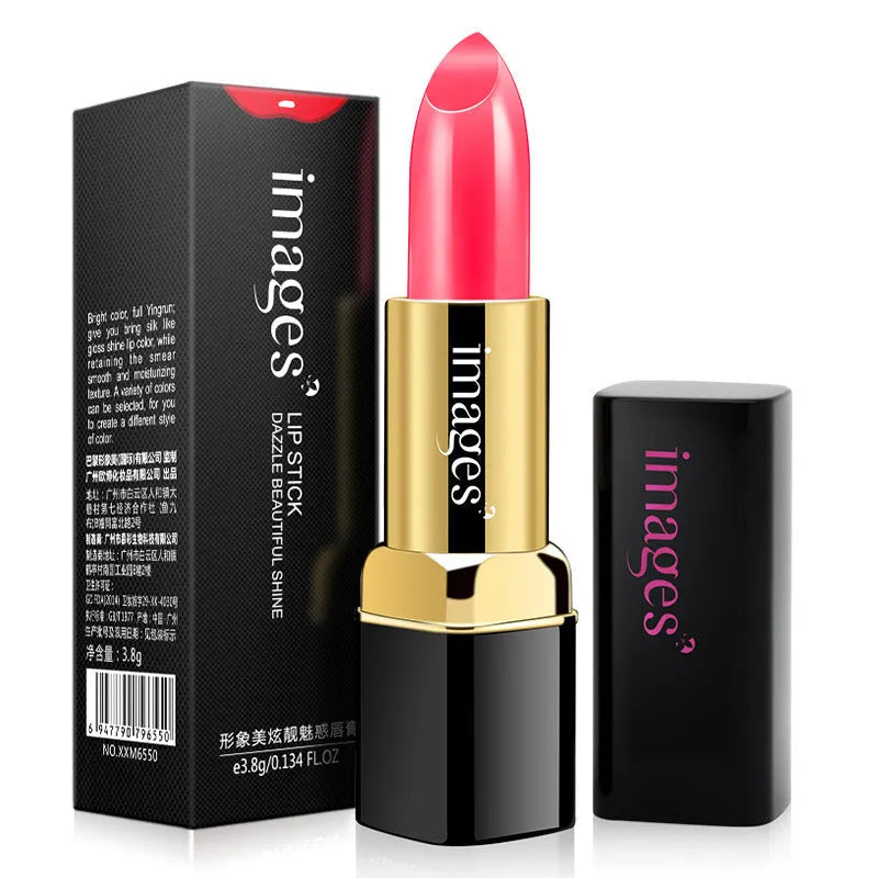 A tube of natural lipstick lip gloss in a choice of ten colours, showing a net weight of 3.8g.