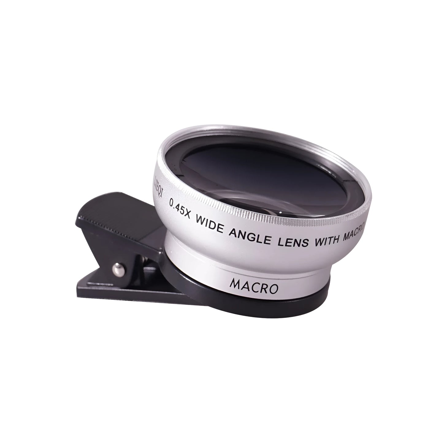 LIEQI See 0.45X wide angle and macro mobile phone camera lens in black, silver, rose gold and champagne gold.
