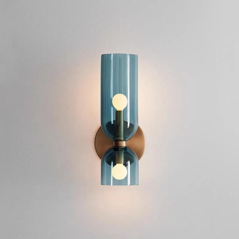 Nordic glass wall lamp for living room background wall, 110V-220V, in white, blue or smoky grey
