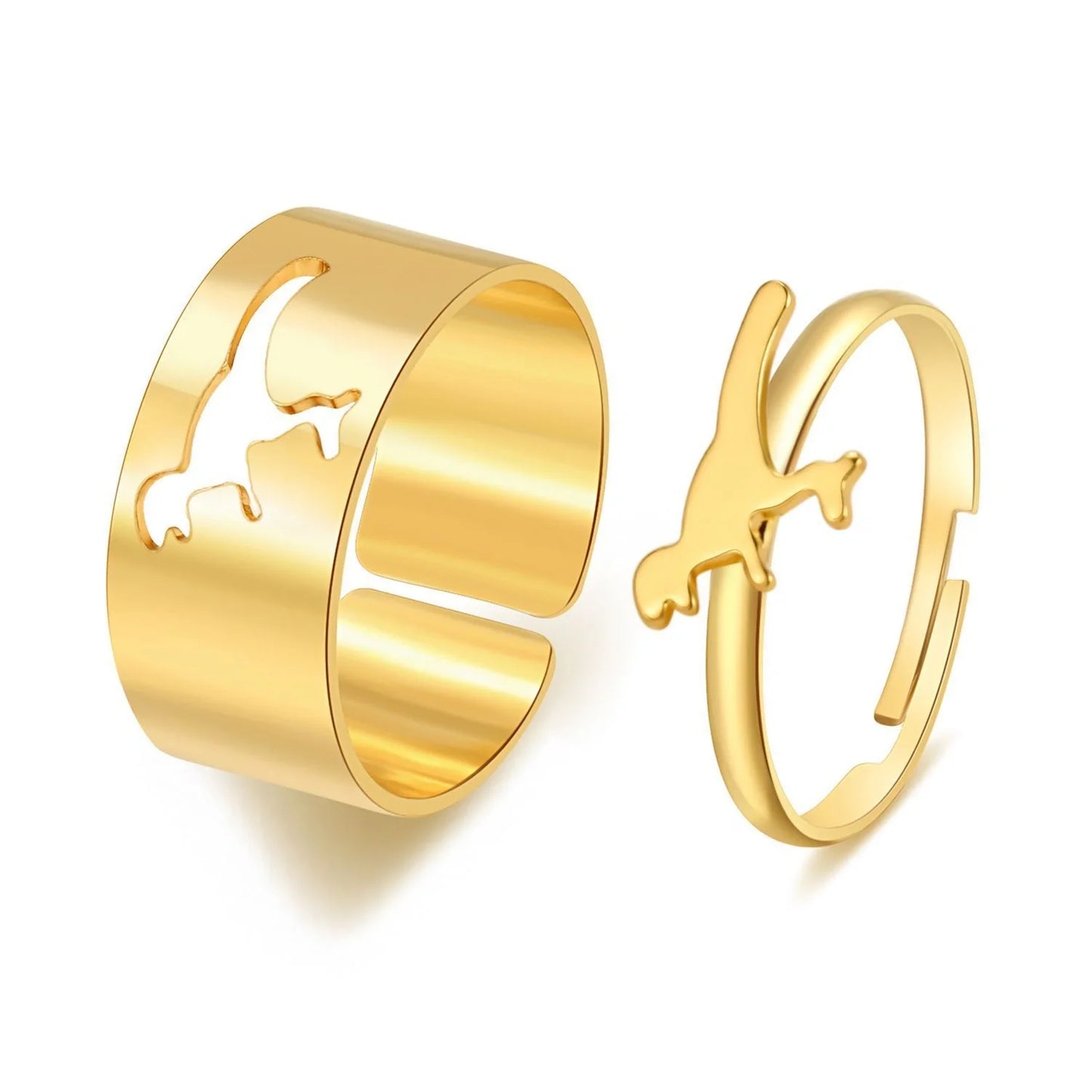 Stylish adjustable butterfly couple rings in punk design, perfect for symbolising love and individuality.