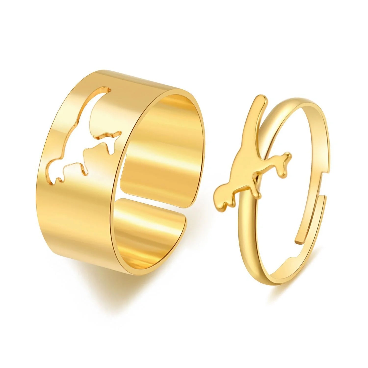 Stylish adjustable butterfly couple rings in punk design, perfect for symbolising love and individuality.